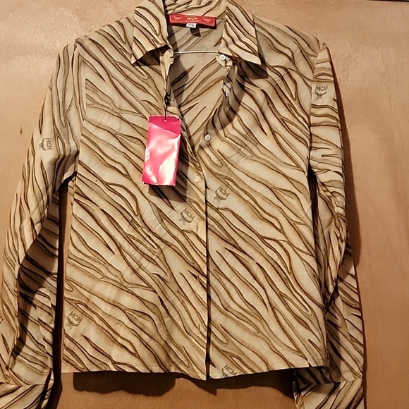 Nwdft Vintage MCM The Golden Jeans Wool Logo Mother of Pearl Buttons Down IT 42 - Picture 10 of 16